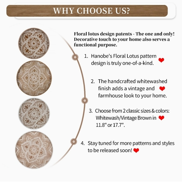 Hanobe Round Wood Decorative Coffee Table Tray Rustic Boho Washed Centerpiece - Picture 8 of 10